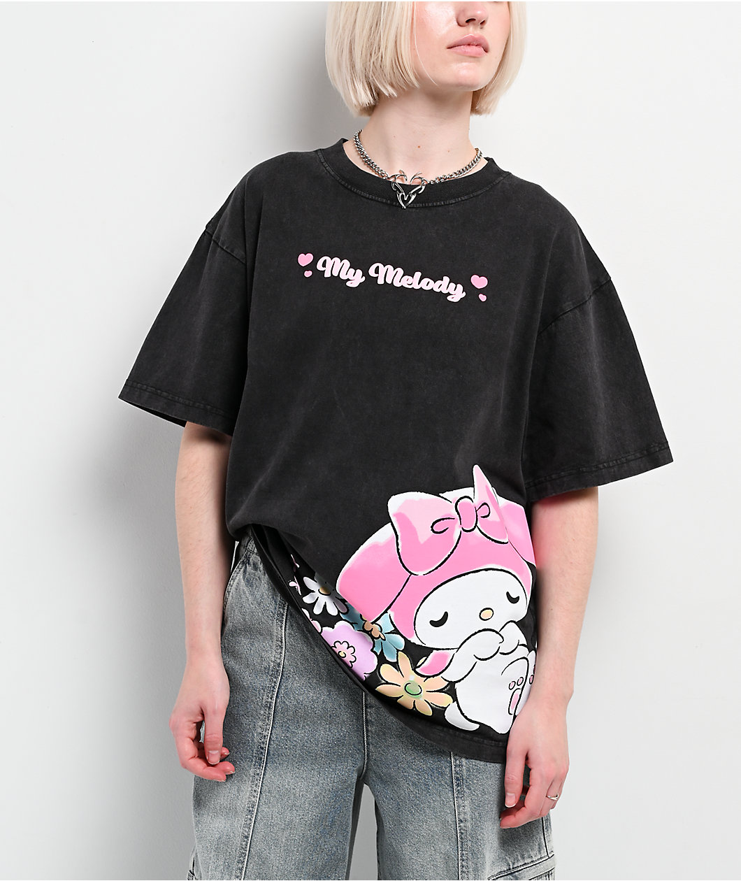 Hello Kitty® & Friends | A.LAB My Melody™ Pink Ribbon Black T-Shirt
