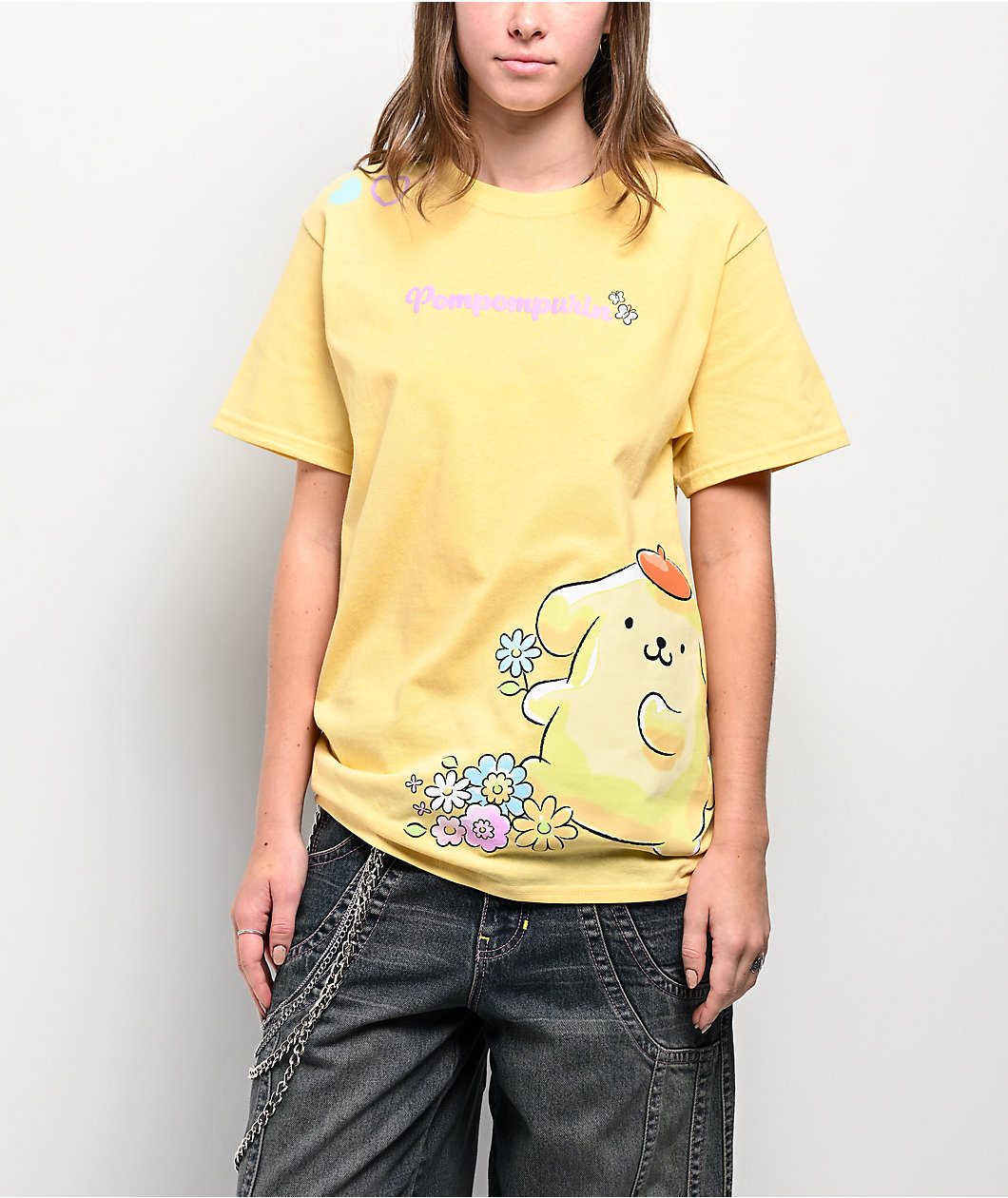 Hello Kitty® & Friends | A.LAB Pompompurin™ Pink Ribbon Yellow T-Shirt
