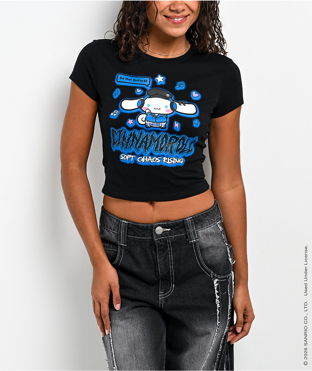 Hello Kitty® and Friends | A.LAB Cinnamoroll™ Punkyfun Black Crop T-Shirt
