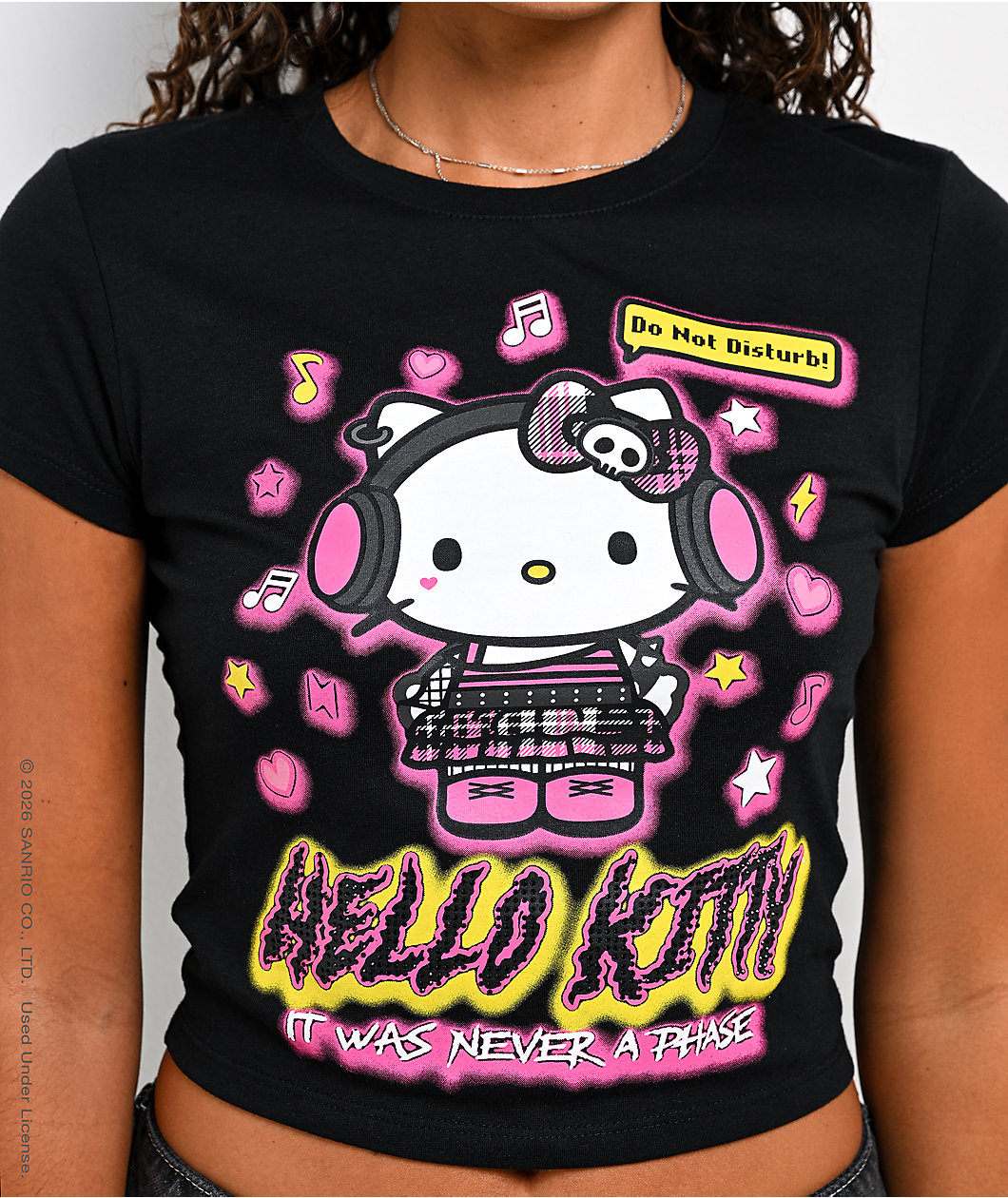 Hello Kitty® and Friends | A.LAB Hello Kitty® Punkyfun Black Crop T-Shirt