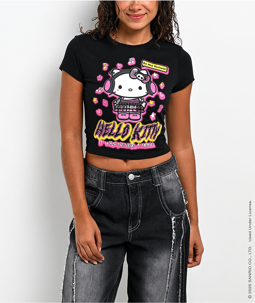 Hello Kitty® and Friends | A.LAB Hello Kitty® Punkyfun Black Crop T-Shirt