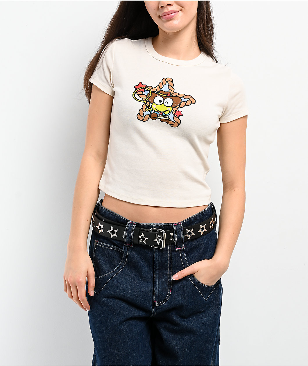 Hello Kitty® and Friends | A.LAB Keroppi™ Cowgirl Natural Crop T-Shirt