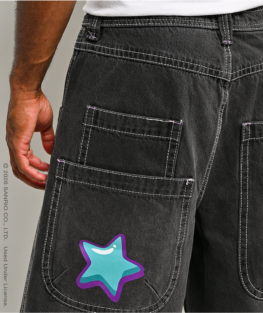 Hello Kitty® and Friends | A.LAB Kuromi™ Tokyo Skate Black Denim Shorts