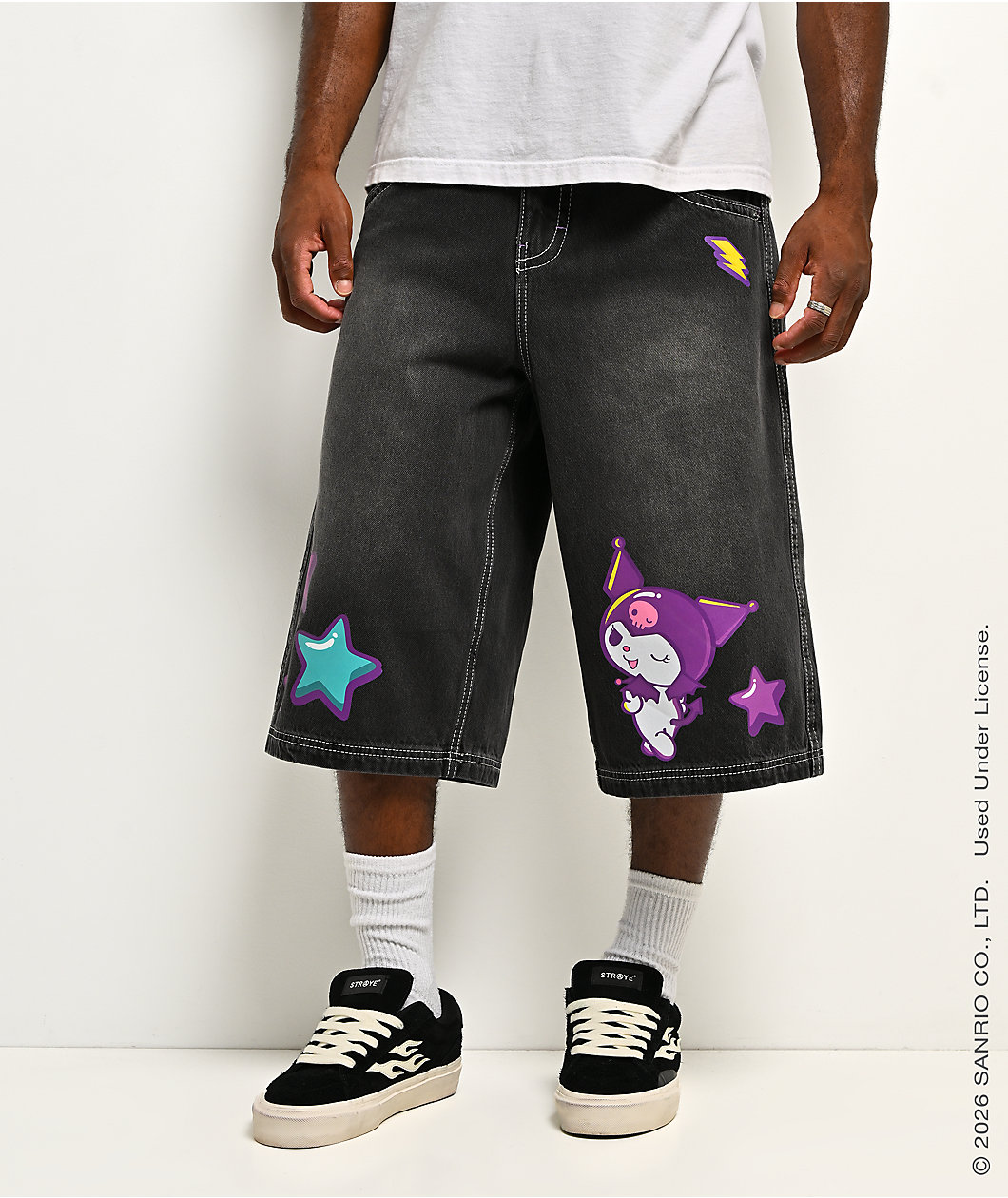 Hello Kitty® and Friends | A.LAB Kuromi™ Tokyo Skate Black Denim Shorts