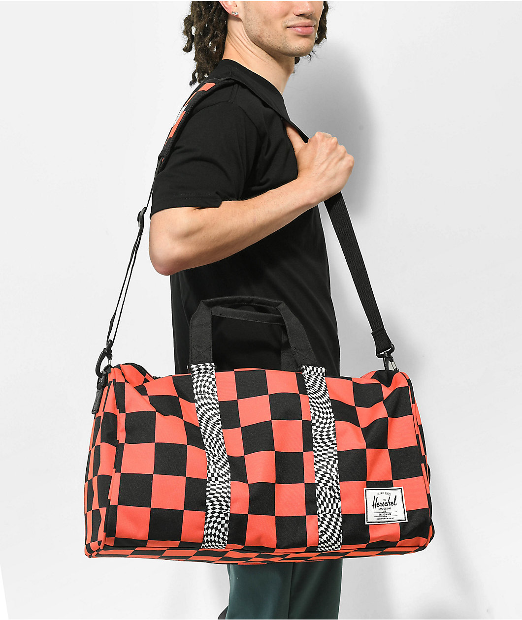 Herschel Novel Checker Clash Red & Black Duffle Bag