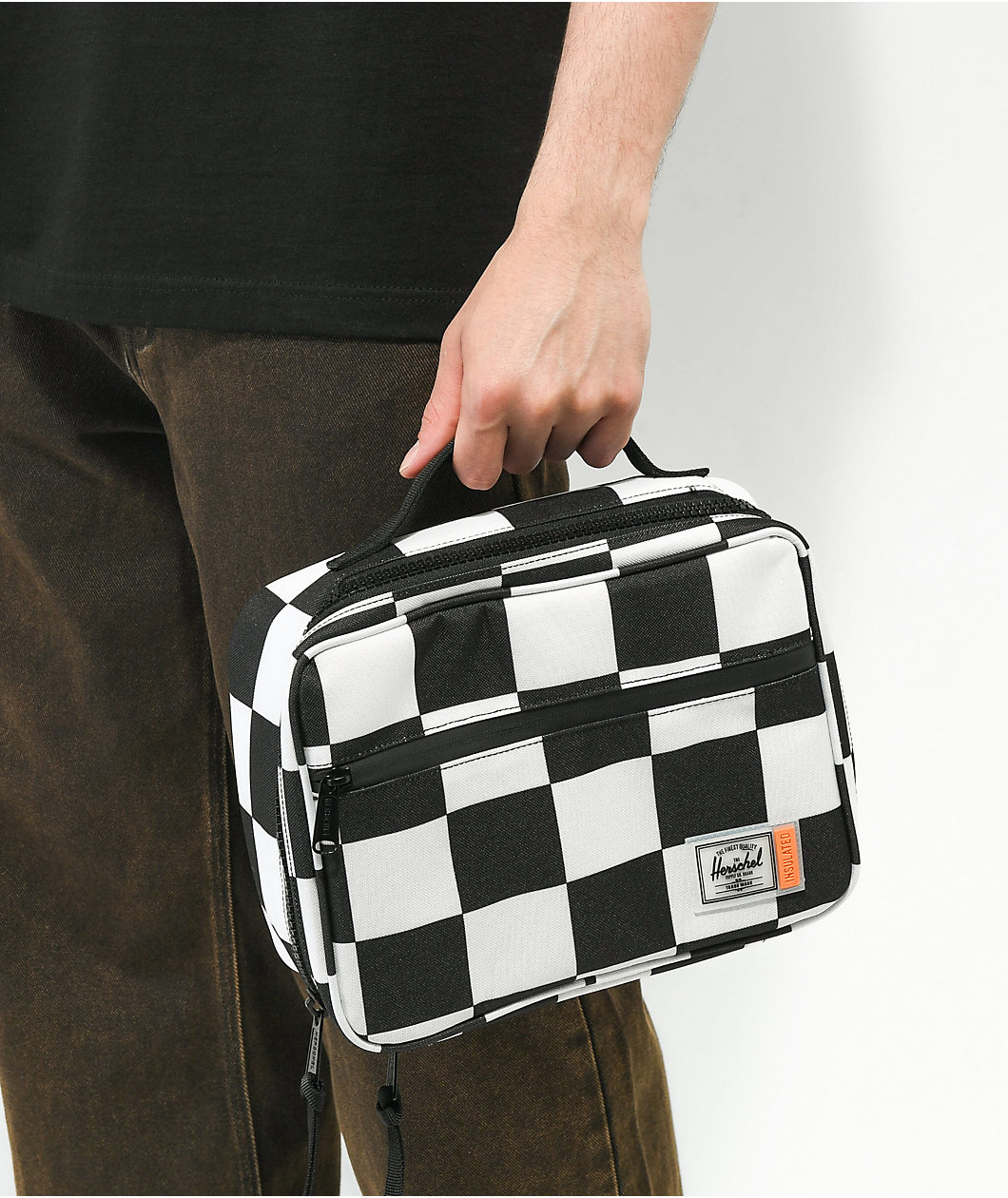 Herschel Supply Co. Pop Quiz Black & White Checkered Lunch Bag