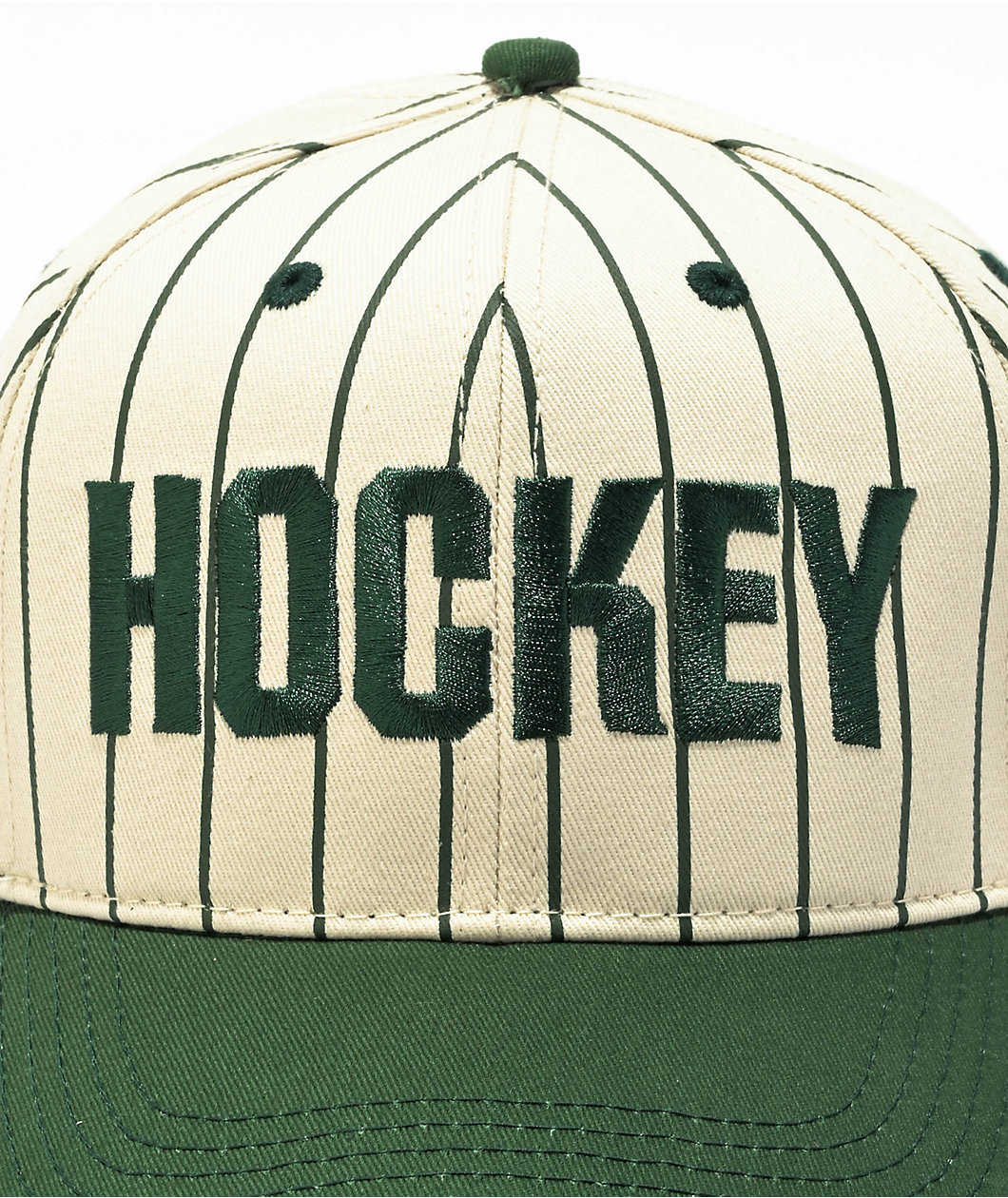 Hockey Pinstriped Cream & Green Snapback Hat