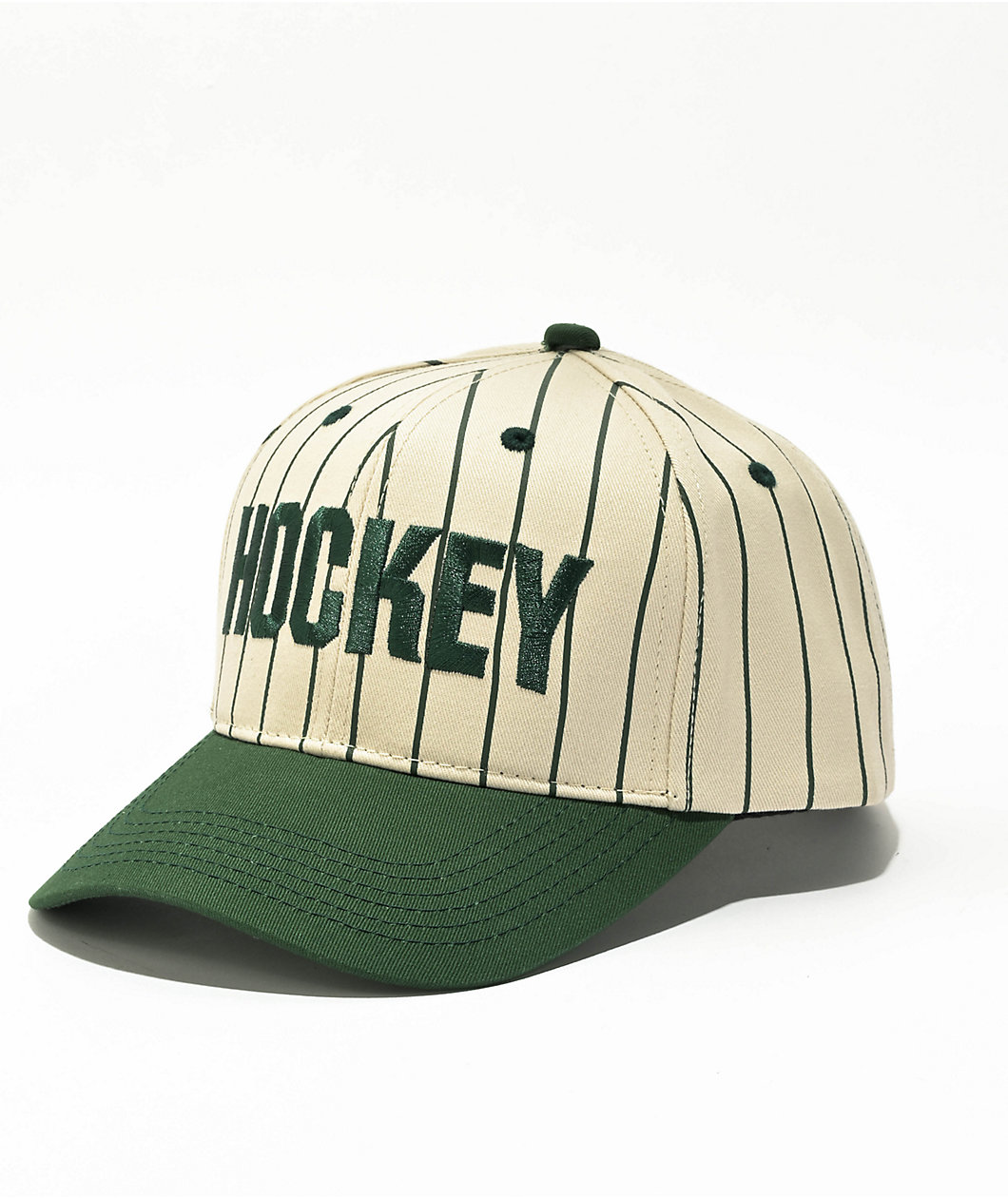 Hockey Pinstriped Cream & Green Snapback Hat | MainPlace Mall