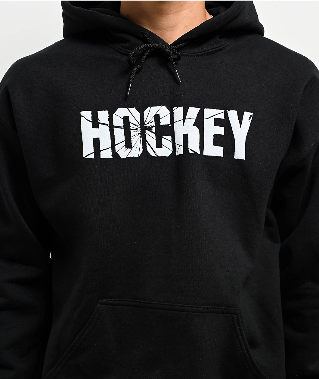 Hockey Shatter Puff Paint Black Hoodie