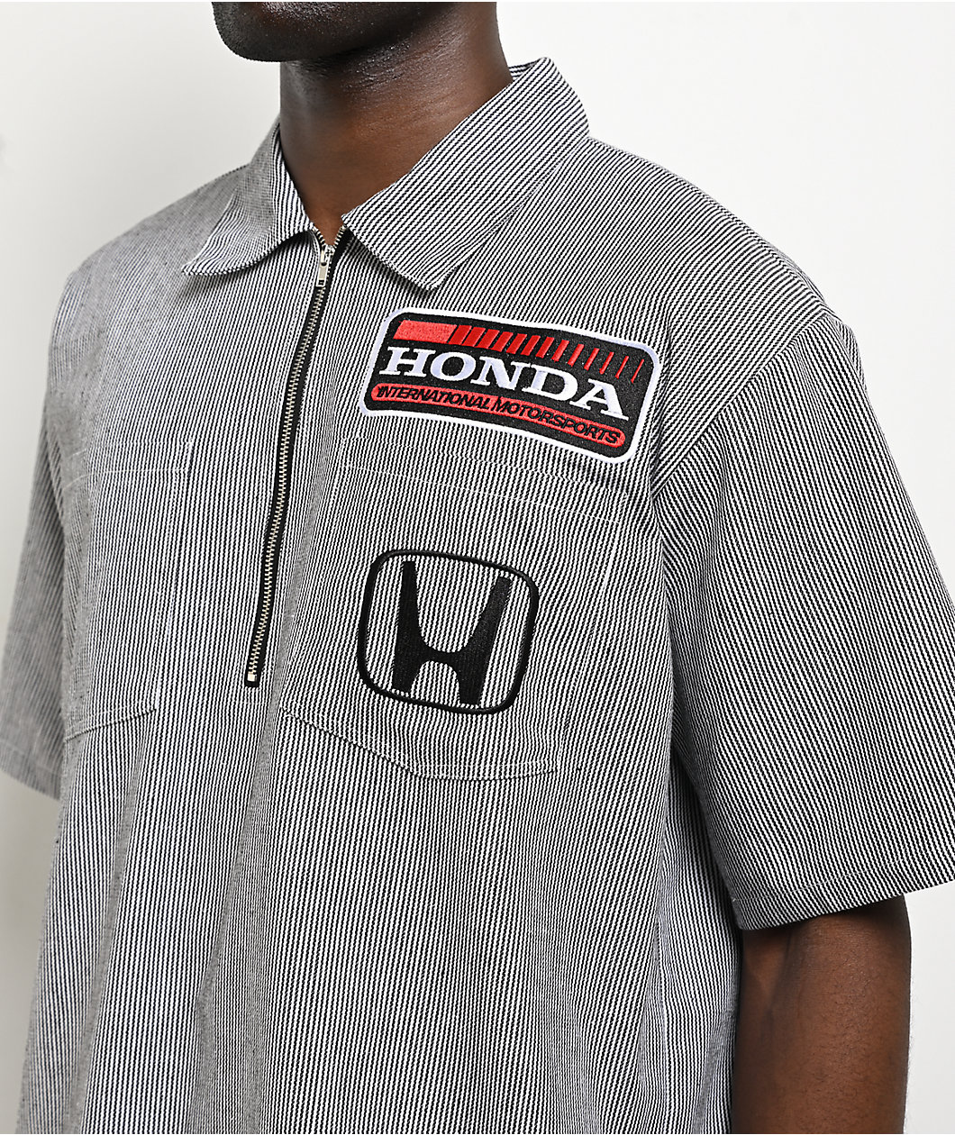Honda Marked White Quarter Zip Work Shirt