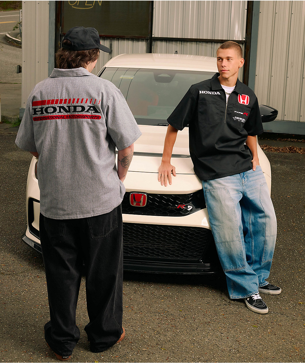 Honda Marked White Quarter Zip Work Shirt