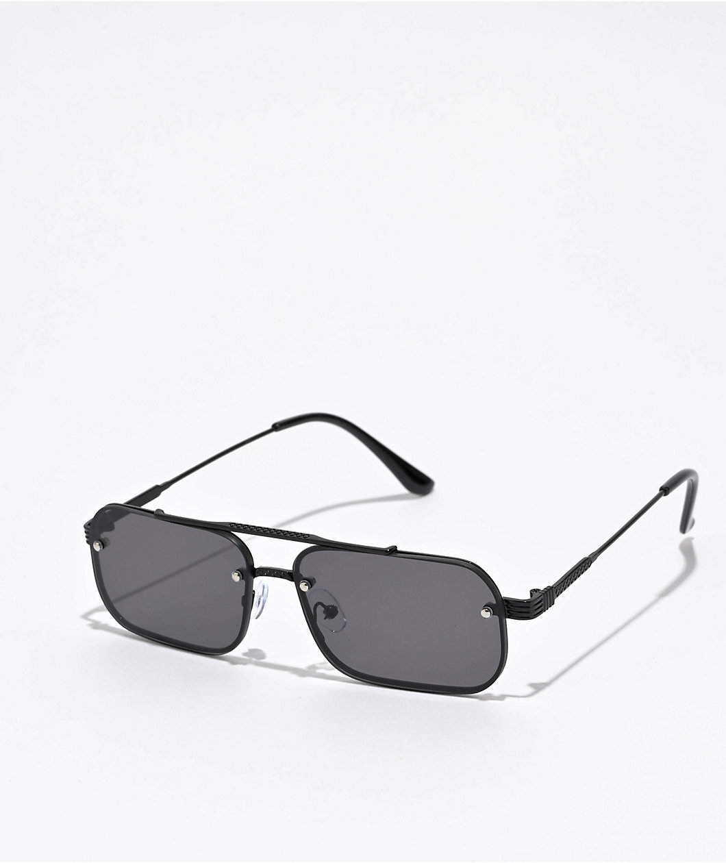 Hunter Rectangular Black Pilot Sunglasses