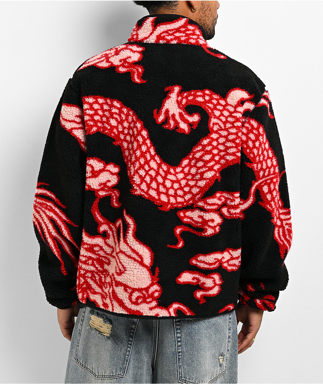 Hypland Year Of The Dragon Black Sherpa Zip Up Jacket