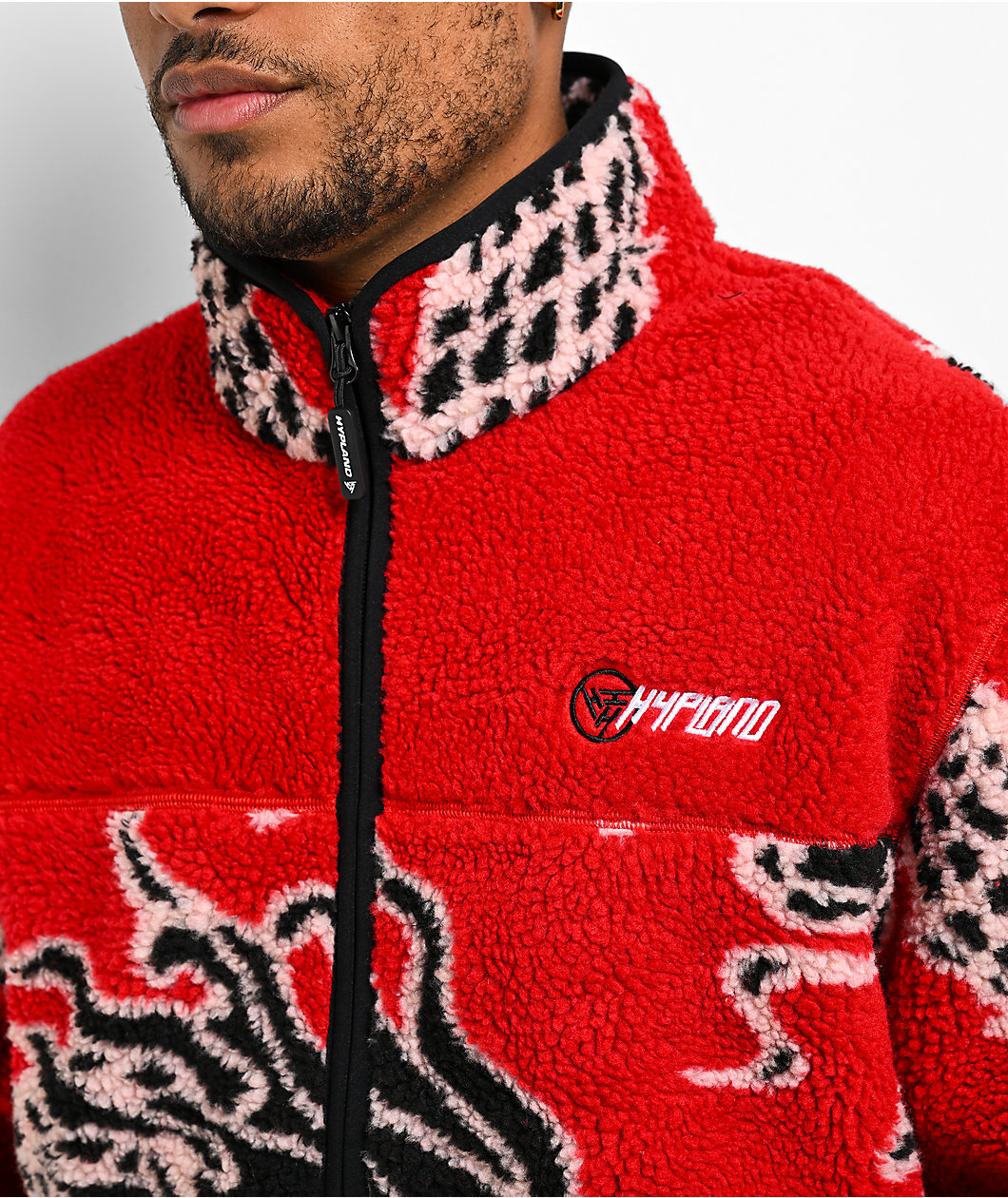 Hypland Year Of The Dragon Red Sherpa Zip Up Jacket