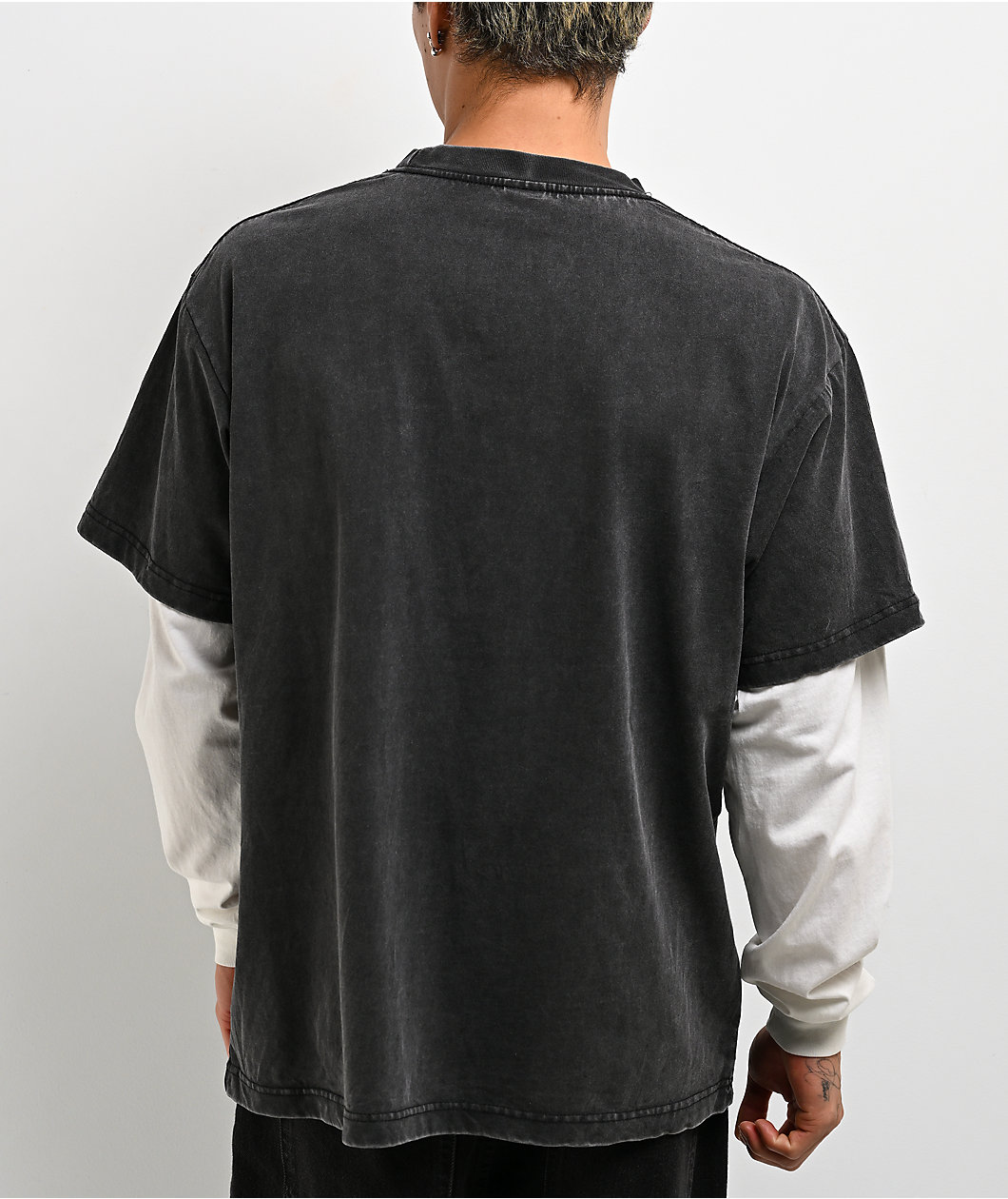 ITA Black & White Wash 2fer Long Sleeve T-Shirt