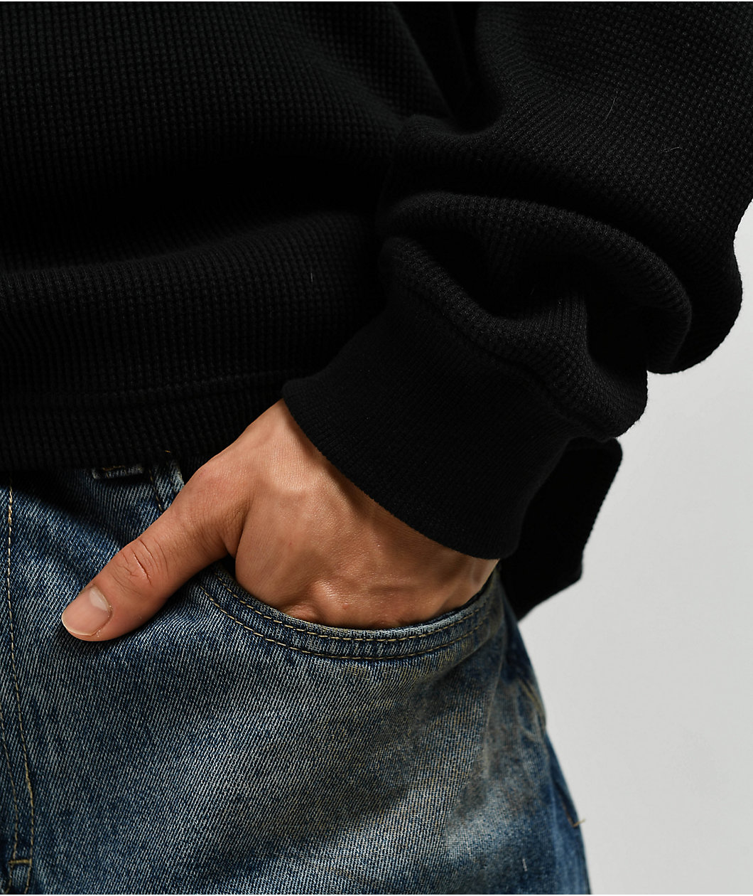 ITA Flux Black Thermal Long Sleeve Boxy T-Shirt