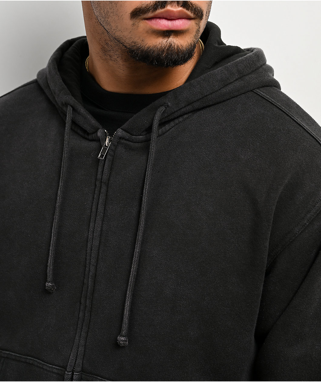 ITA Fractal Black Wash Crop Zip Hoodie