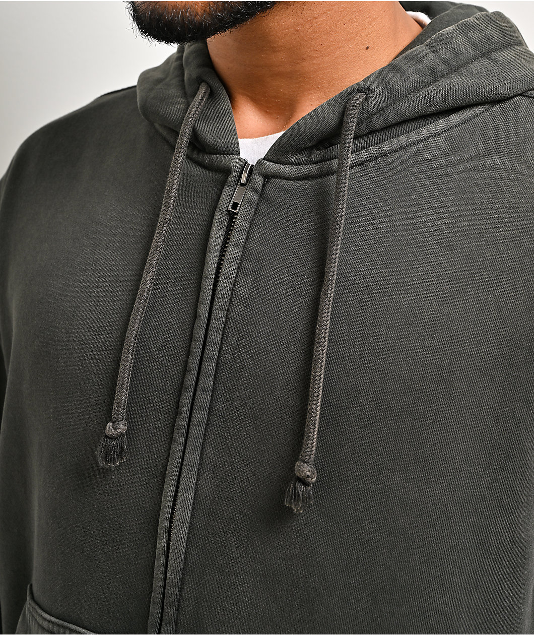 ITA Fractal Black Wash Crop Zip Hoodie