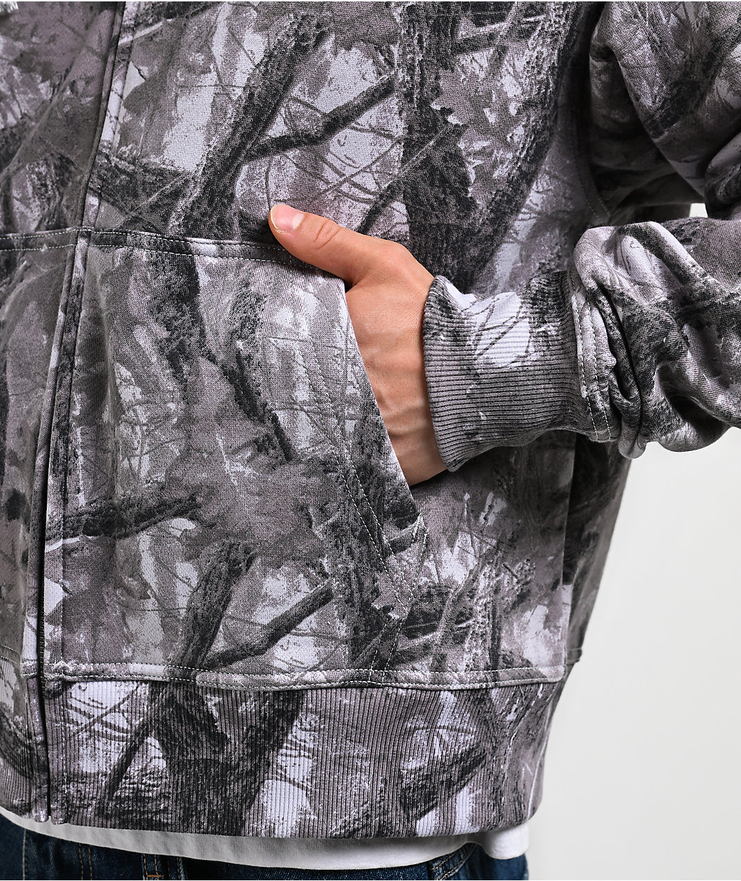 ITA Fractal Grey Camo Crop Zip Hoodie