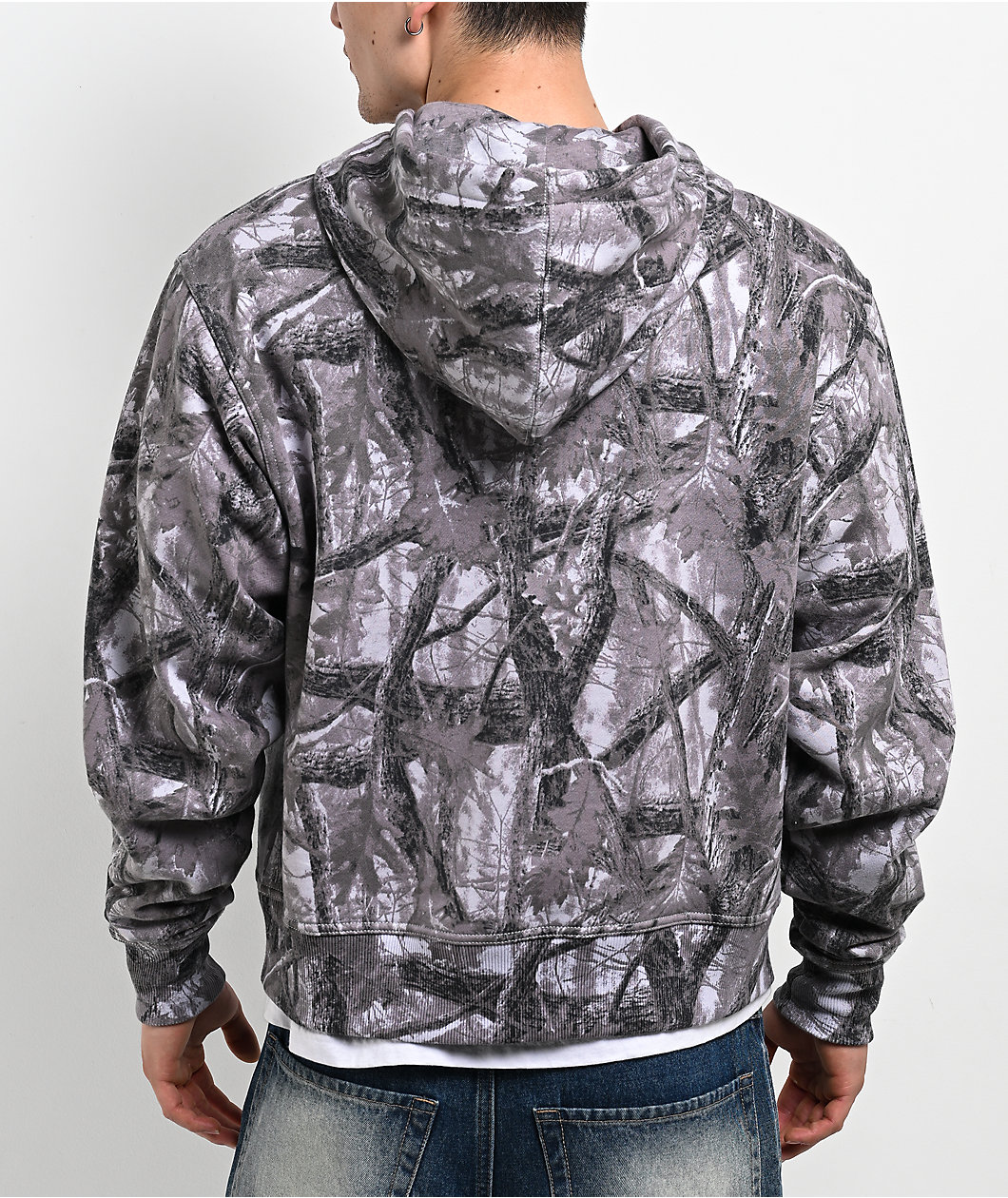 ITA Fractal Grey Camo Crop Zip Hoodie