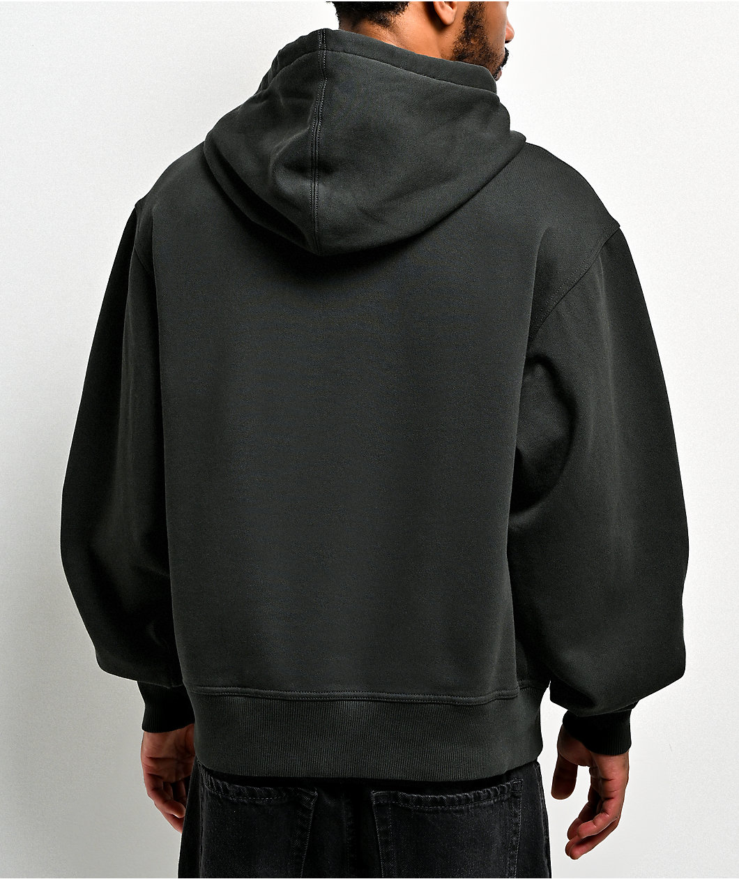 ITA Fractal New Black Wash Crop Hoodie
