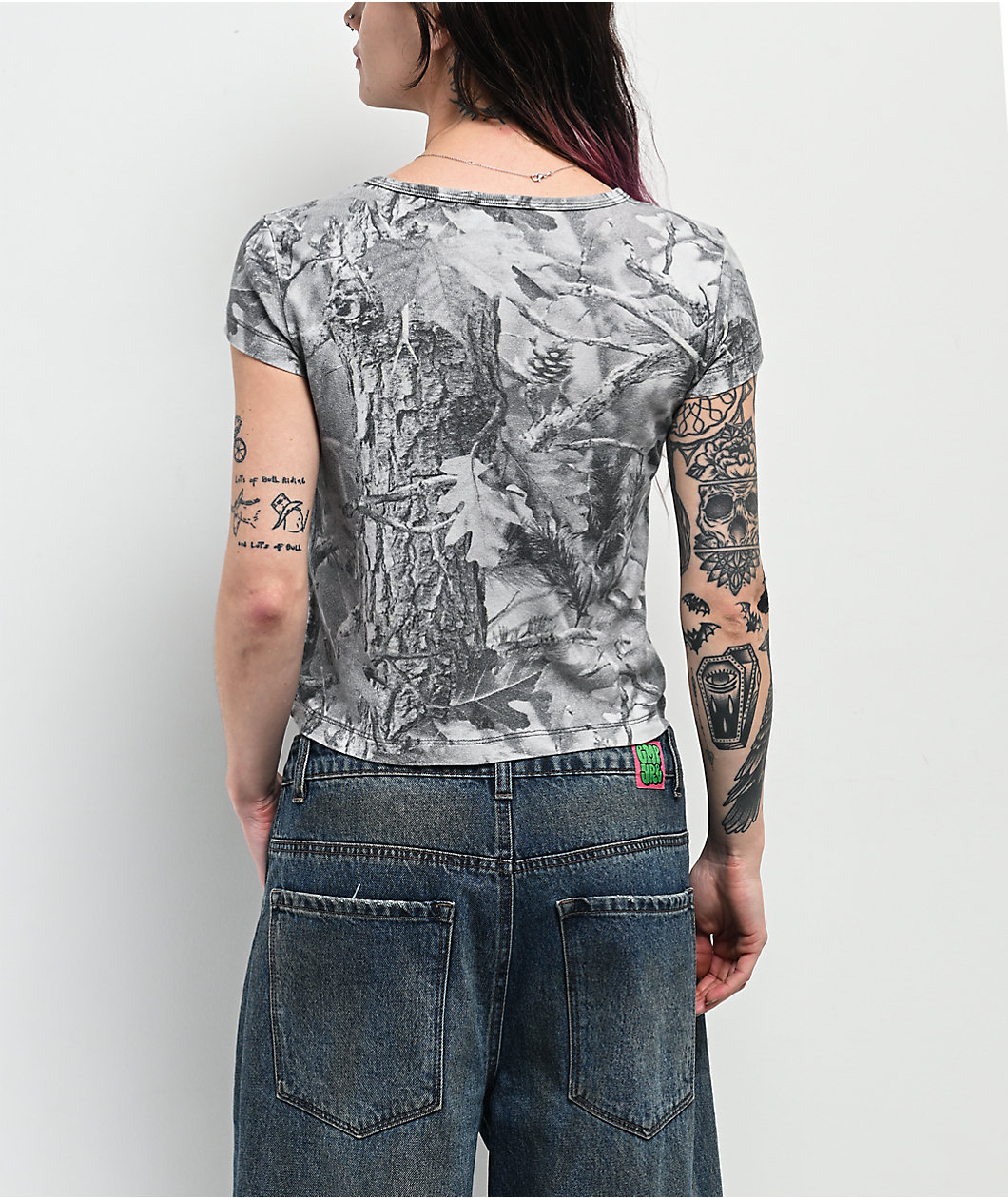 ITA Grey Camo Crop T-Shirt