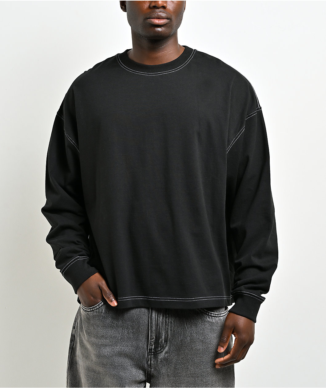 ITA Titan Black Oversized Long Sleeve T-Shirt
