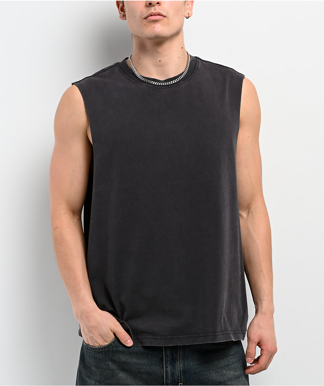ITA Vex Black Wash Distressed Tank Top