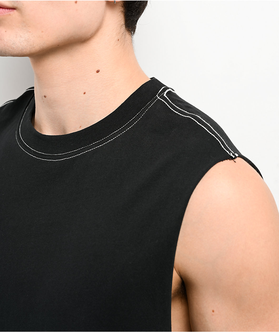 ITA Vex Contrast Stitch Black Tank Top
