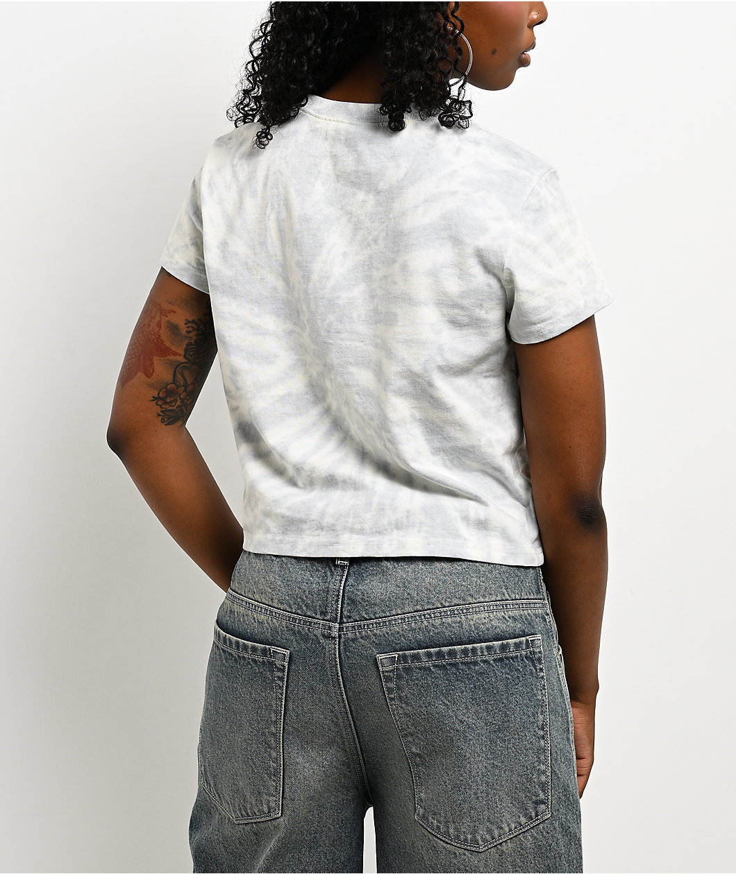 ITA Veyda Tie-Dye Grey & White Crop T-Shirt