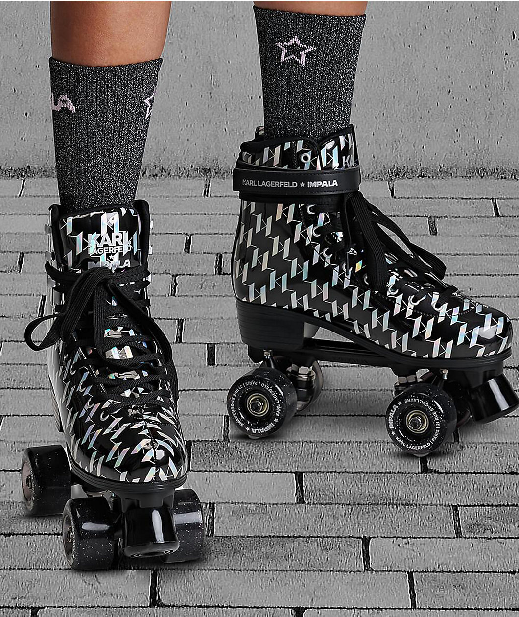 Impala x Karl Lagerfeld Black Reflective Roller Skates