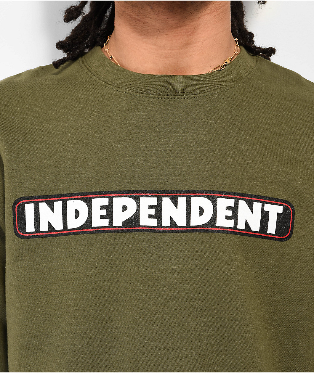 Independent Bar Logo Army Green Crewneck Sweatshirt