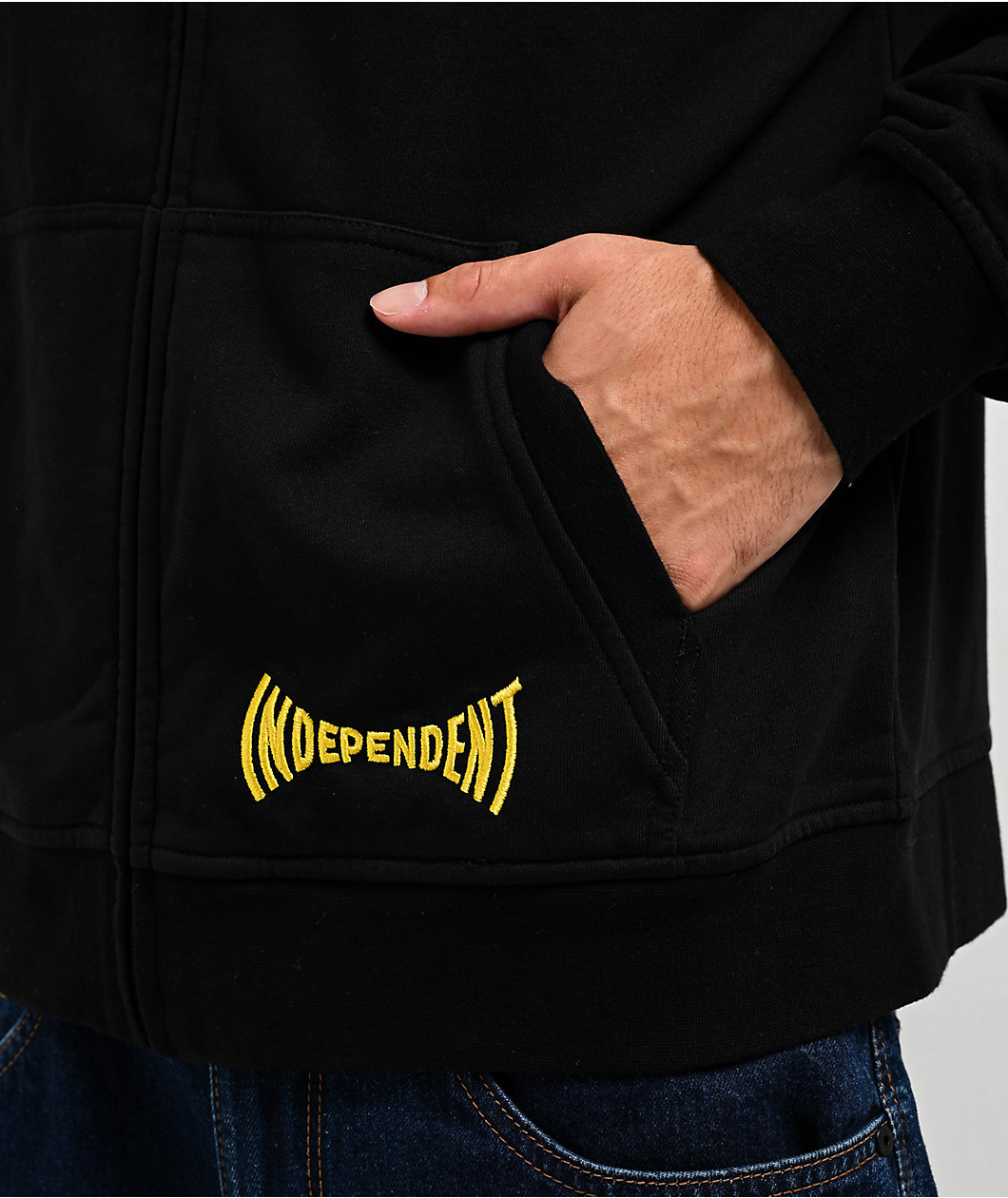 Independent Span Black Zip Hoodie