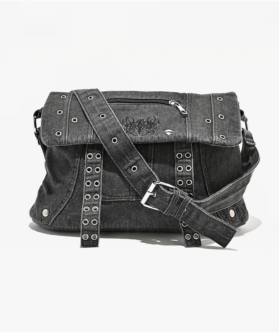 Insomnia Visuals Black Wash Denim Messenger Bag