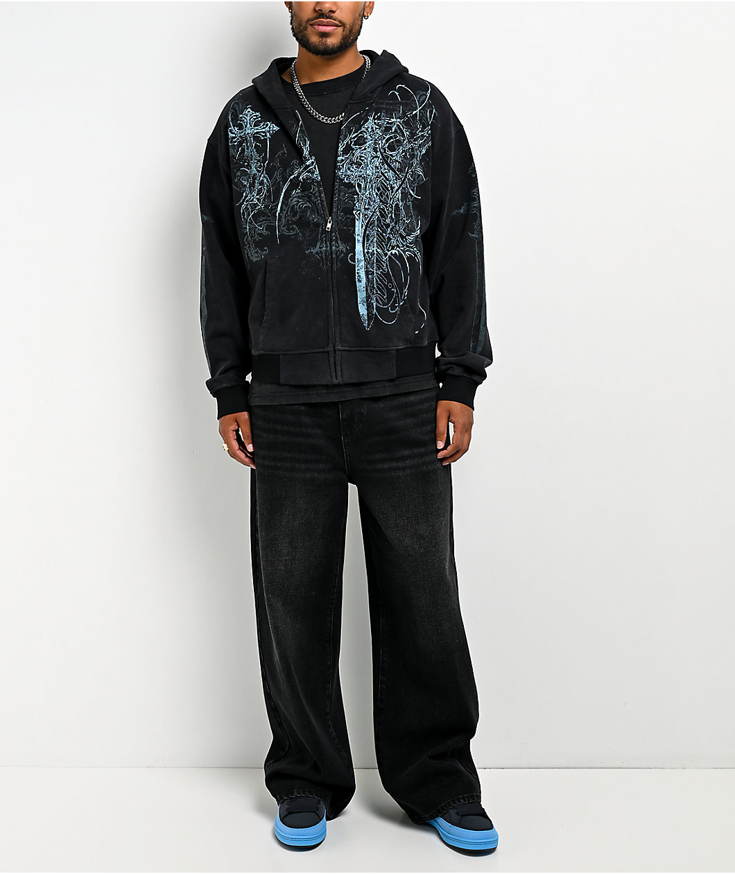 Insomnia Visuals Blade Black Wash Zip Hoodie