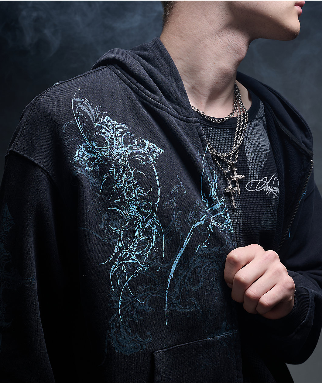 Insomnia Visuals Blade Black Wash Zip Hoodie