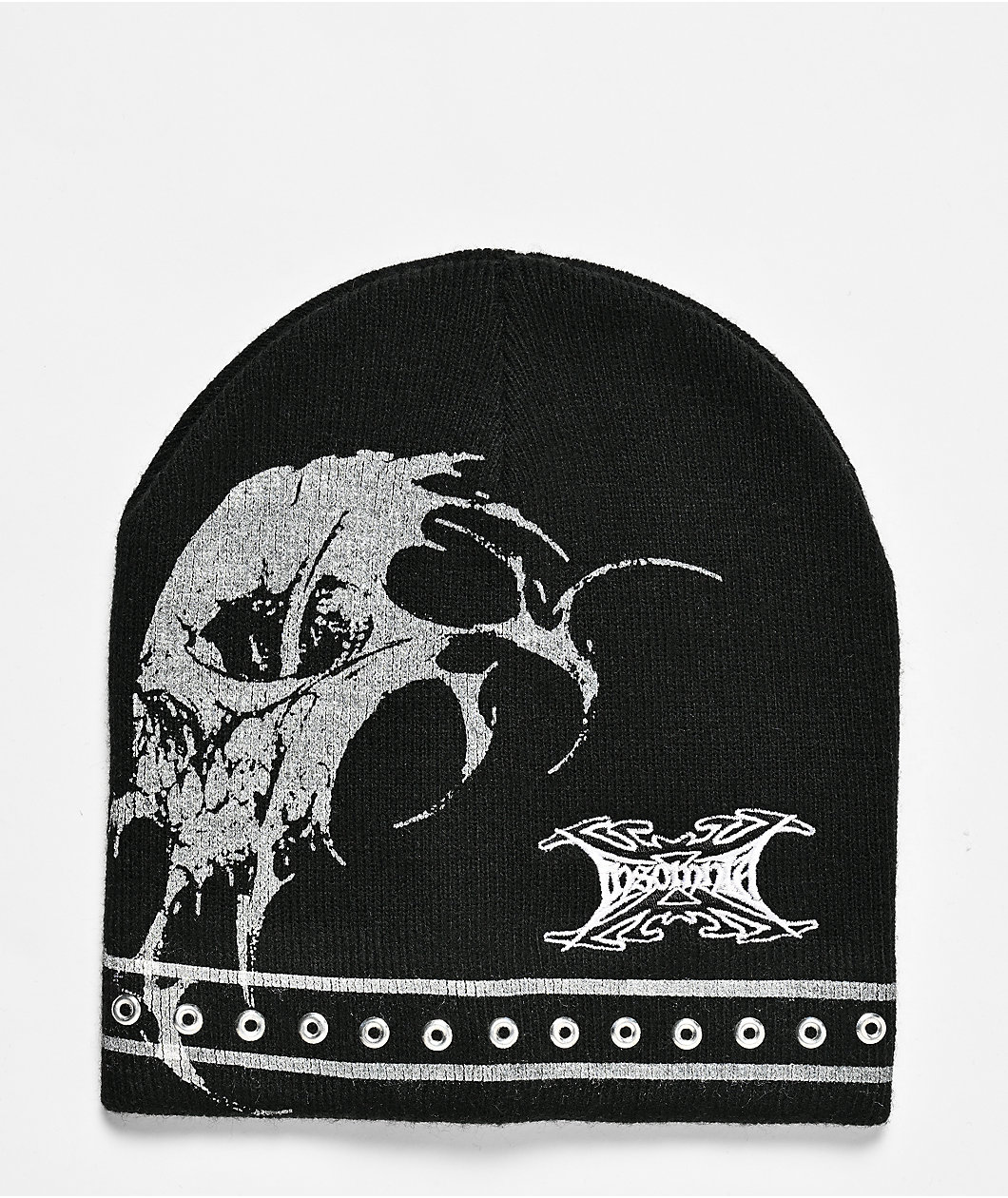 Insomnia Visuals Contrast Stitch Logo Black Skully Beanie