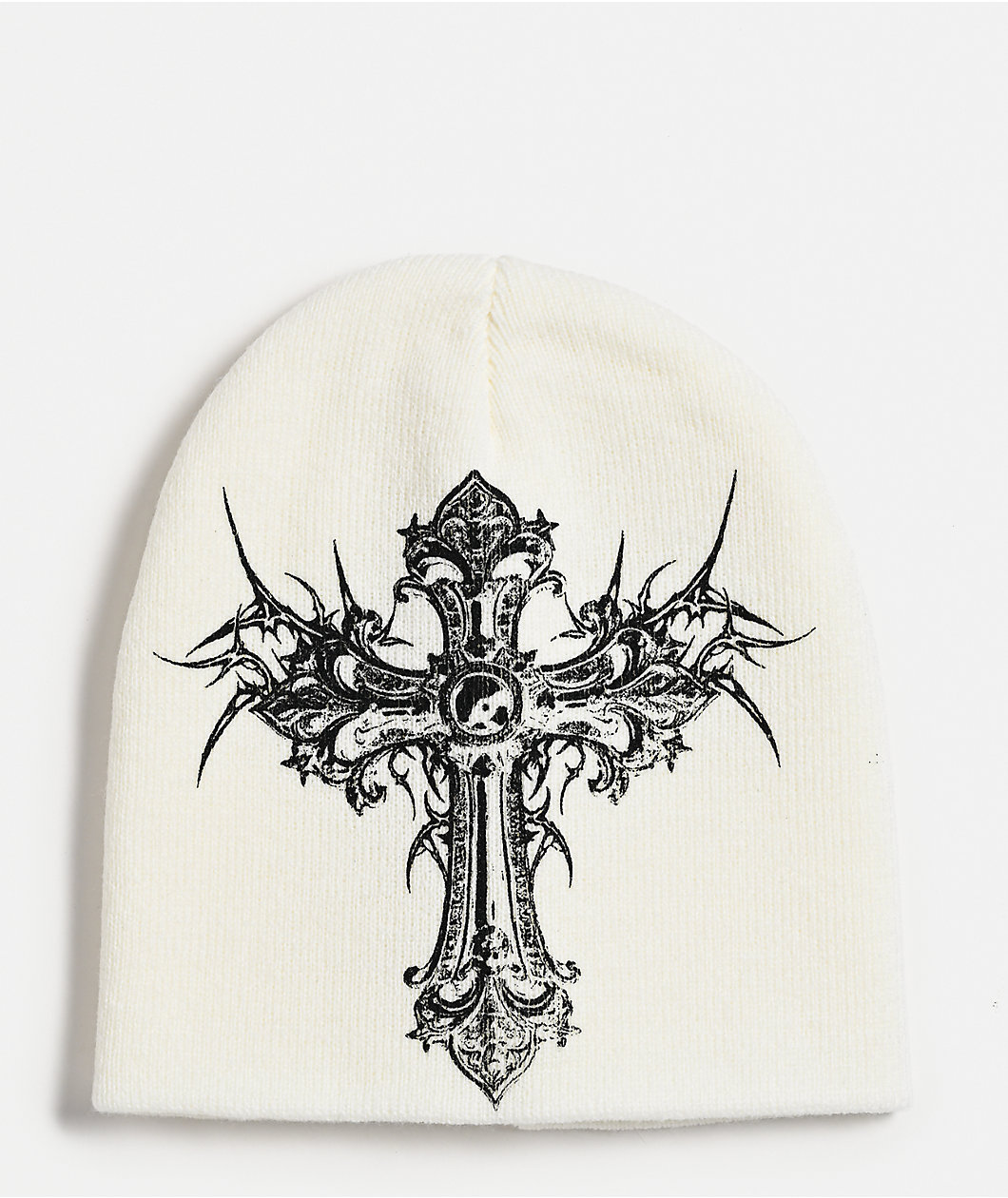 Insomnia Visuals Cross White Skully Beanie