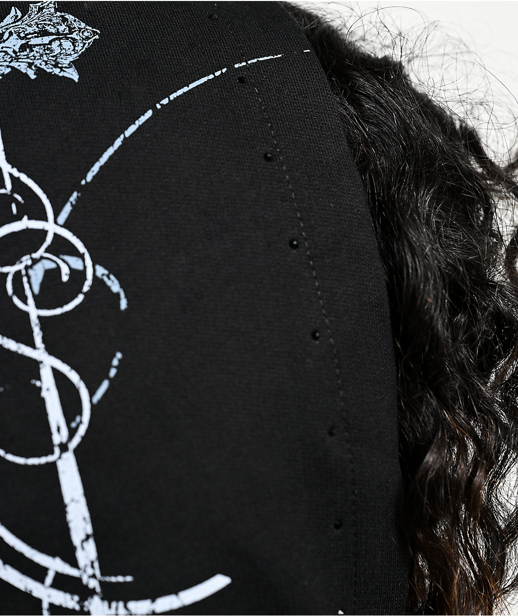 Insomnia Visuals Crucifix Rhinestone Black Crop Zip Hoodie