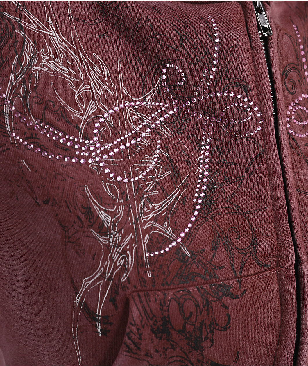 Insomnia Visuals Fever Red Wash Crop Zip Hoodie