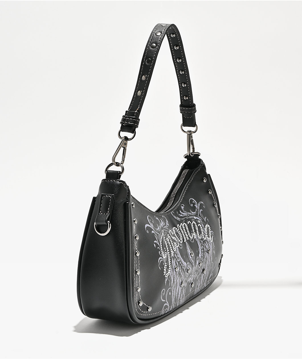 Insomnia Visuals Fleur Rhinestone Black Handbag