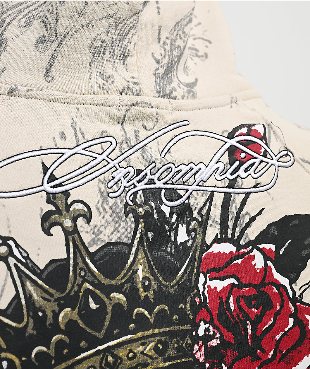 Insomnia Visuals Royal Heart Faux Fur Cream Zip Hoodie