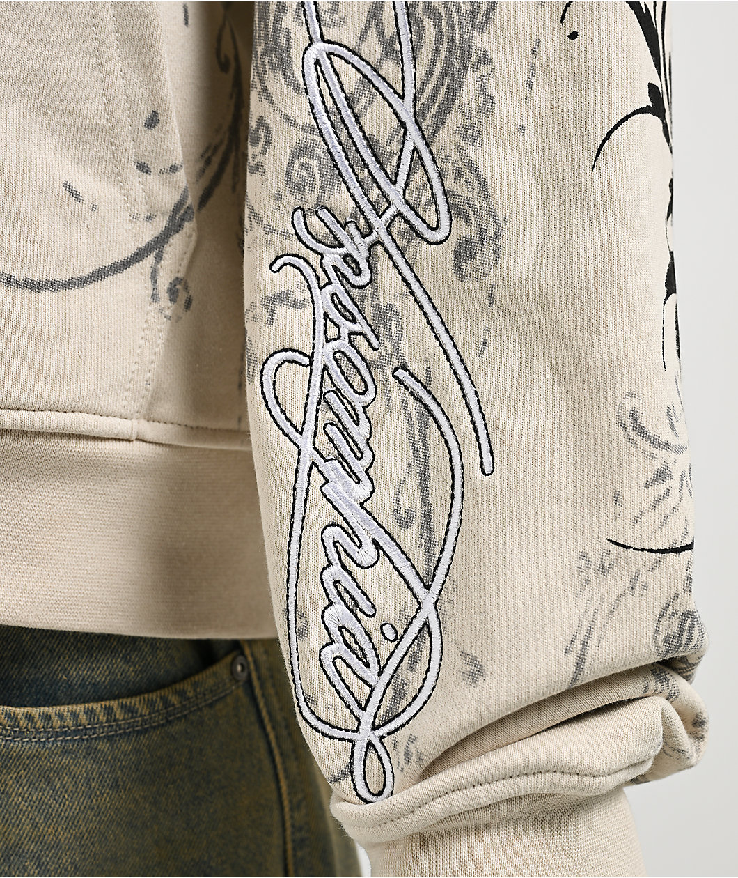 Insomnia Visuals Royal Heart Faux Fur Cream Zip Hoodie