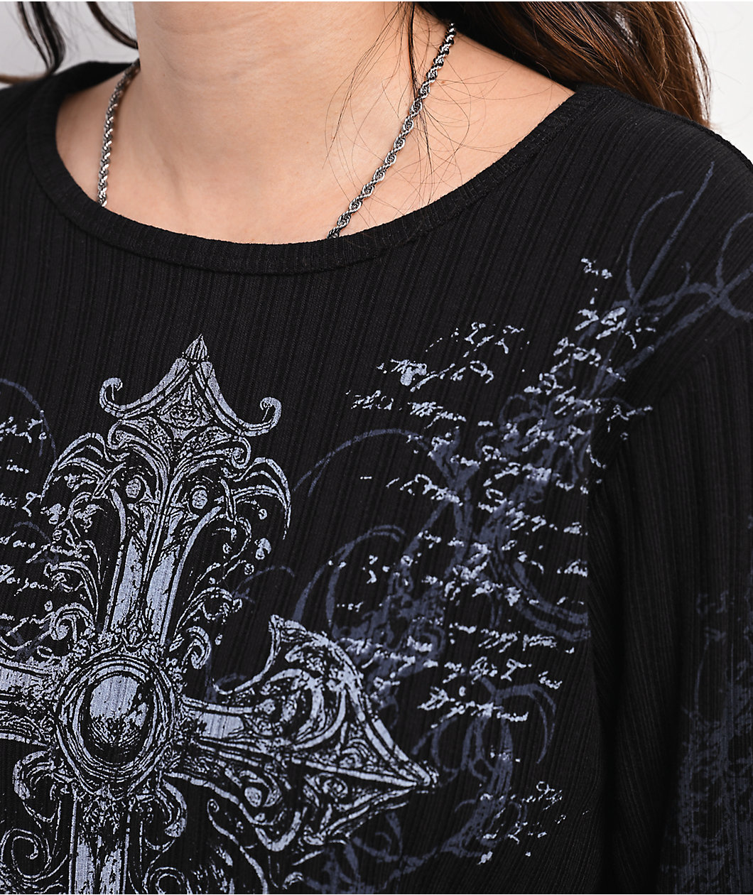 Insomnia Visuals Scripture Ribbed Black Long Sleeve Oversized T-Shirt
