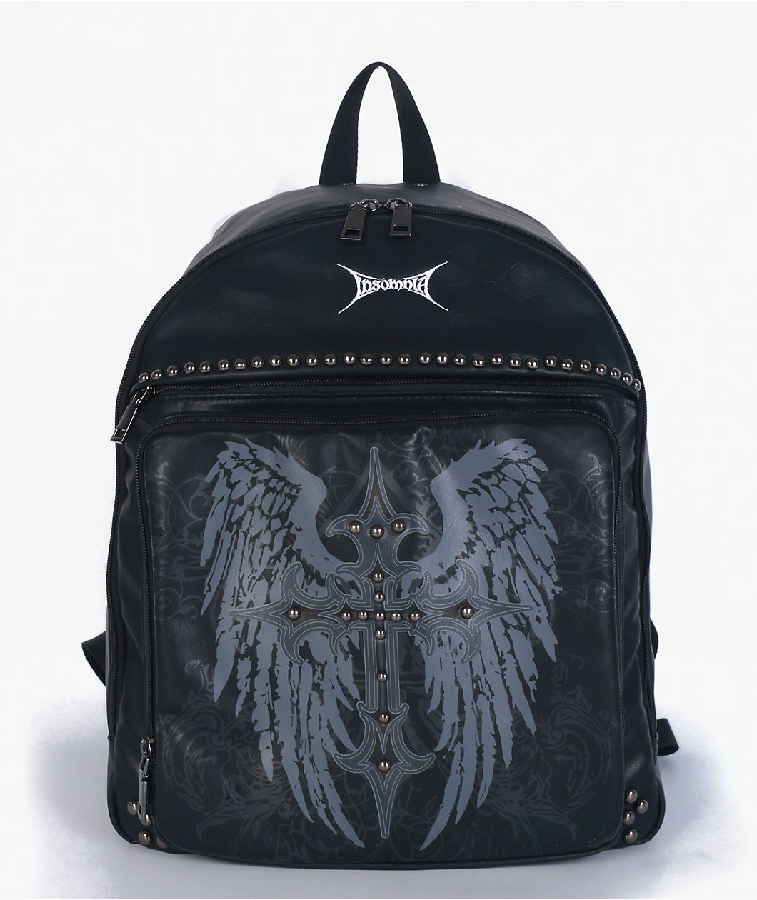 Insomnia Visuals Studded Cross Black Backpack