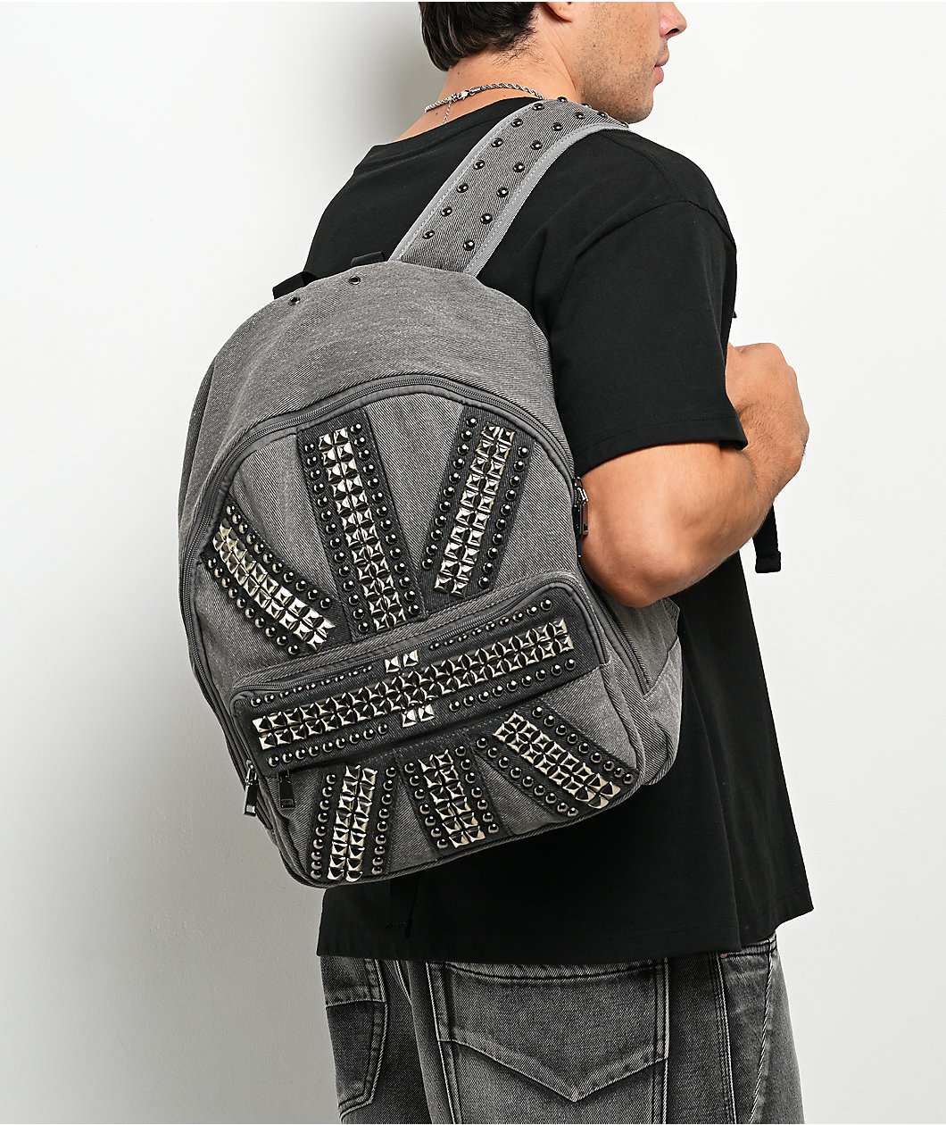Insomnia Visuals Studded Flag Grey Backpack