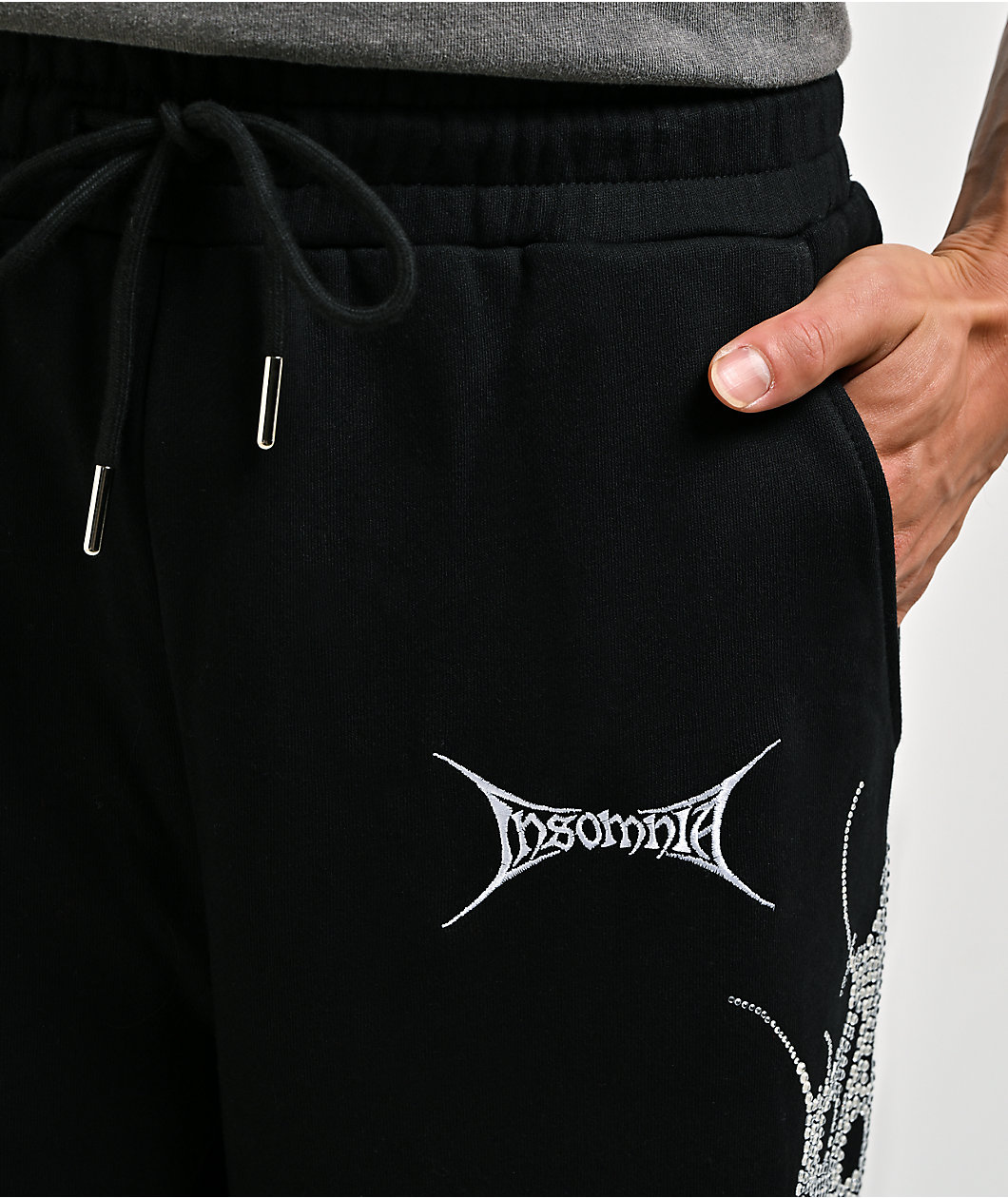 Insomnia Visuals Thorns Rhinestone Black Sweatpants