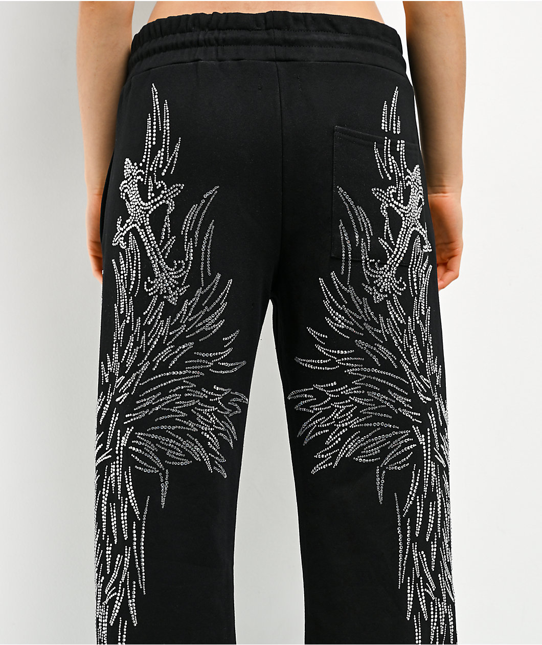 Insomnia Visuals Wings Rhinestone Black Sweatpants