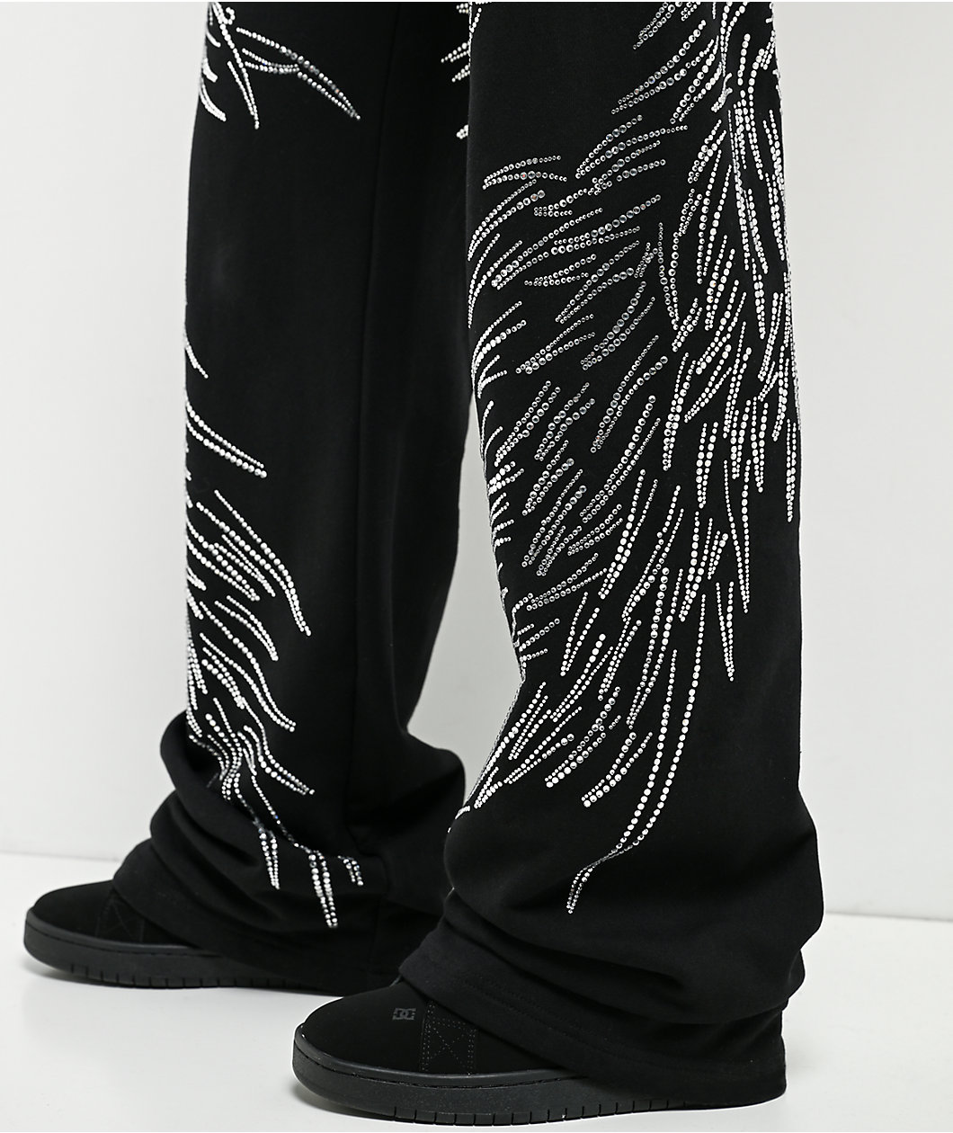Insomnia Visuals Wings Rhinestone Black Sweatpants
