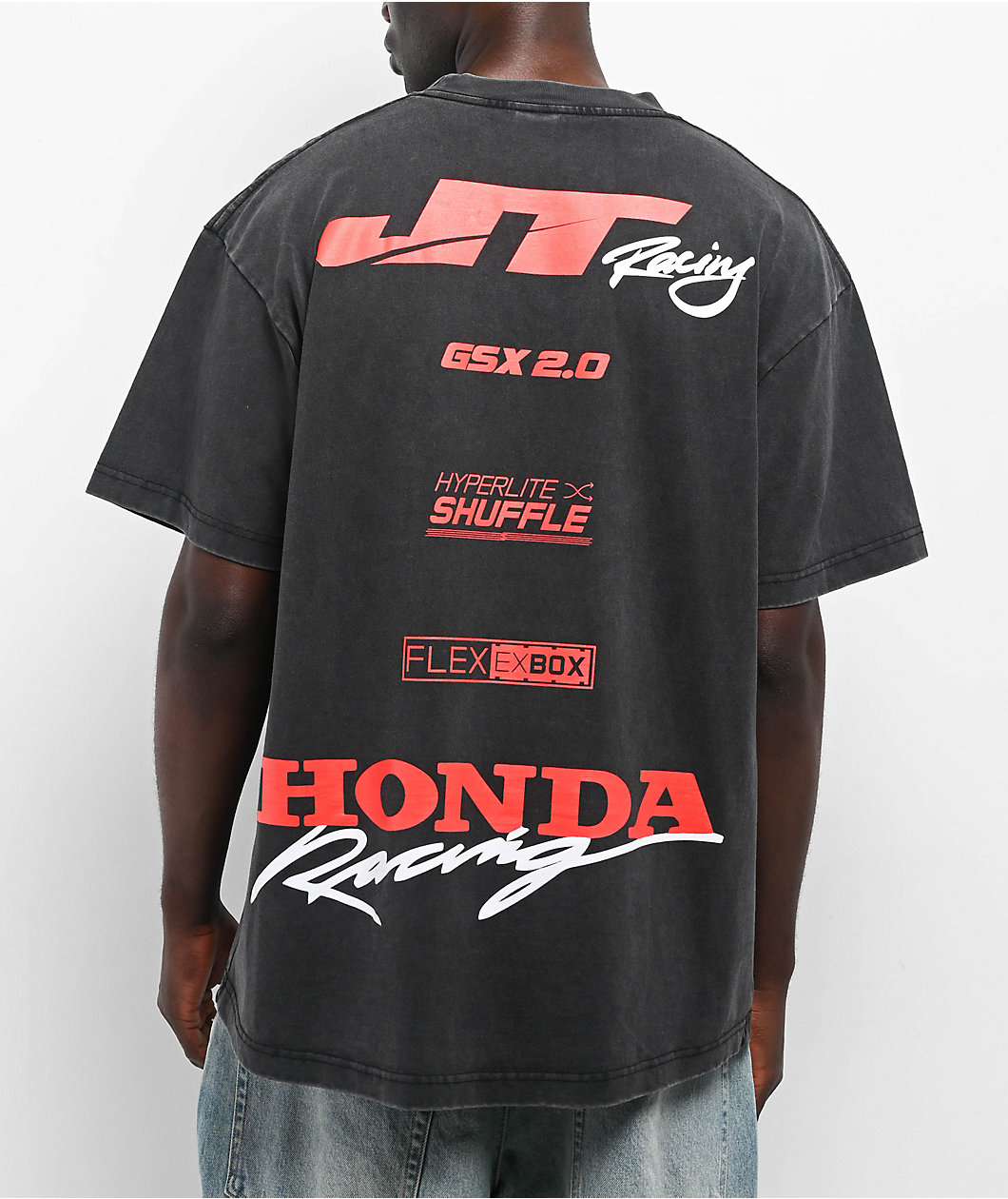 JT Racing x Honda Gamble Black Washed T-Shirt